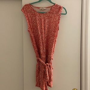 Red and white flowered romper